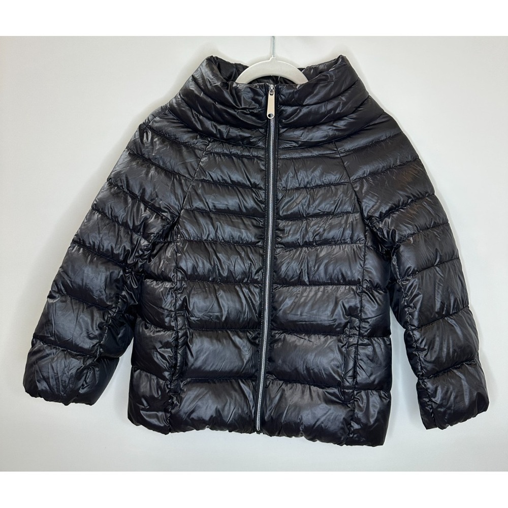 Sam Edelman Black Puffer Funnel Neck Jacket Down Quilted Full Zip Lightweight XS - Picture 3 of 14